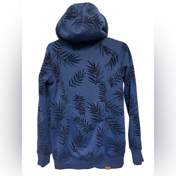 Roxy blue Frost printed floral full zip hooded Sherpa lined sweatshirt - Picture 2 of 7